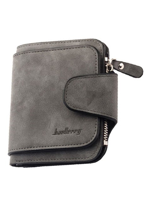Zipper Closure Coin And Card Wallet Grey