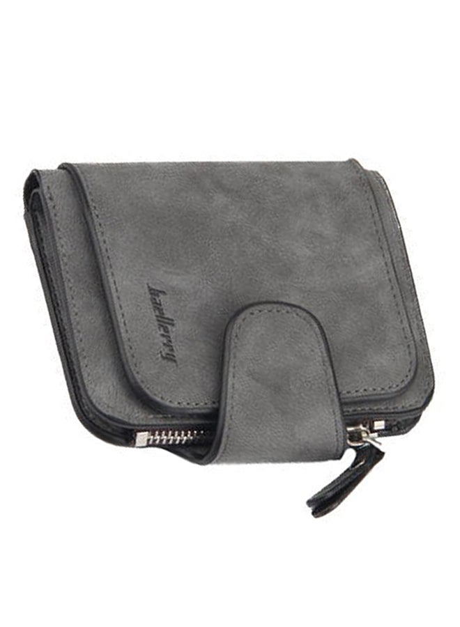Zipper Closure Coin And Card Wallet Grey