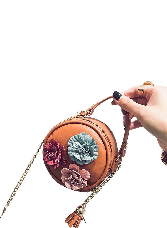 Pu Leather Flower Embellished Wallet Orange  - Image 2