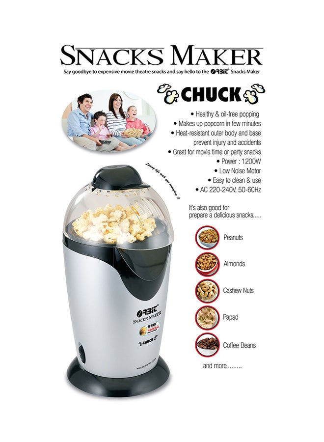 ORBIT Chuck Air Preparation Popcorn Maker 1200W 240 V 1200.0 W Egg Mate-SS Silver/Black/Clear - Image 2