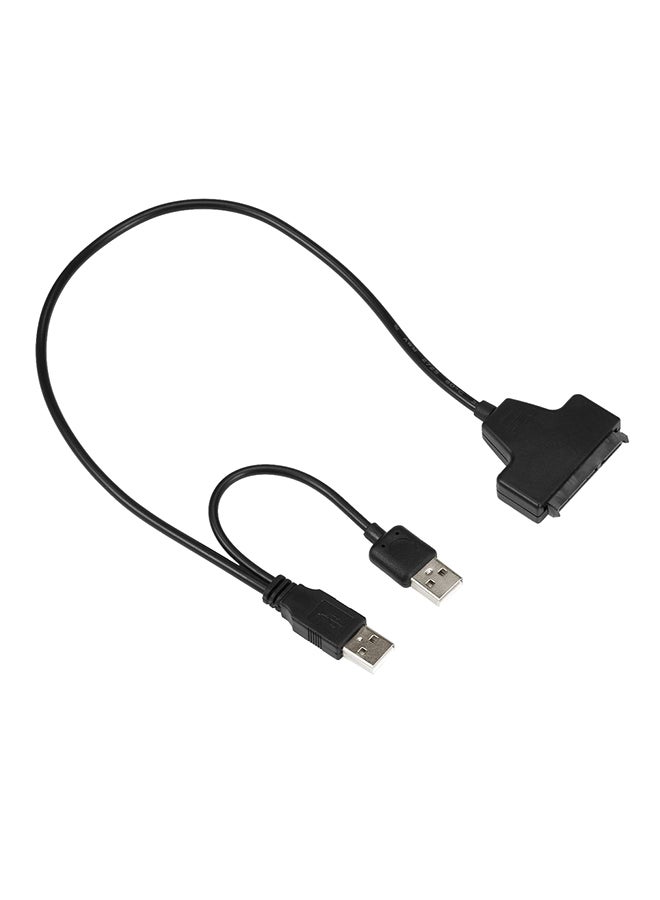 USB 2.0 To SATA 7 + 15 Pin 22 Pin Adapter Cable Black