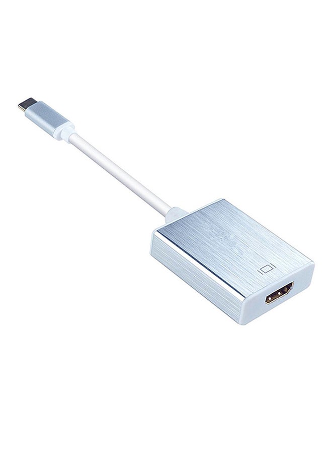 Generic - Type-C Male To  HDMI Adapter Connector Cable For MacBook Laptop Silver/White - Image 1