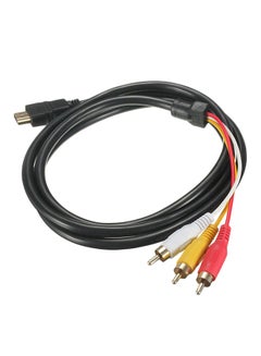 كابل محول صوت وفيديو AV من HDMI إلى 3 RCA أسود