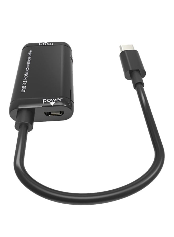 كابل تحويل فيديو من ذكر نوع C إلى HDMI أسود