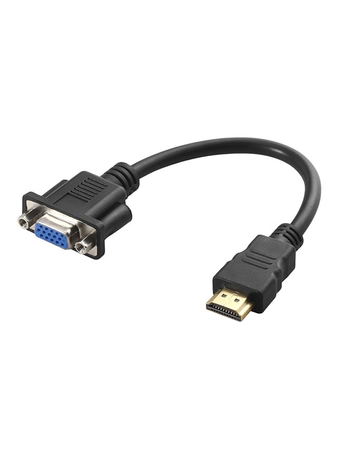 كابل محول من HDMI ذكر إلى VGA D-SUB 15 دبوس أنثى للفيديو AV أسود