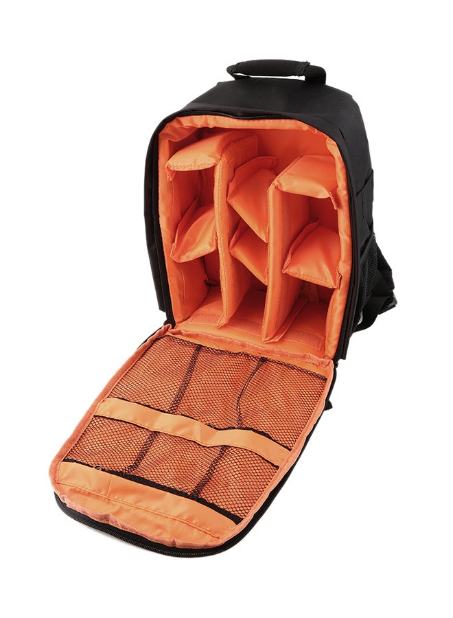 Adjustable Padded Dividers Waterproof Camera DSLR Backpack Case Bag Orange/Black 