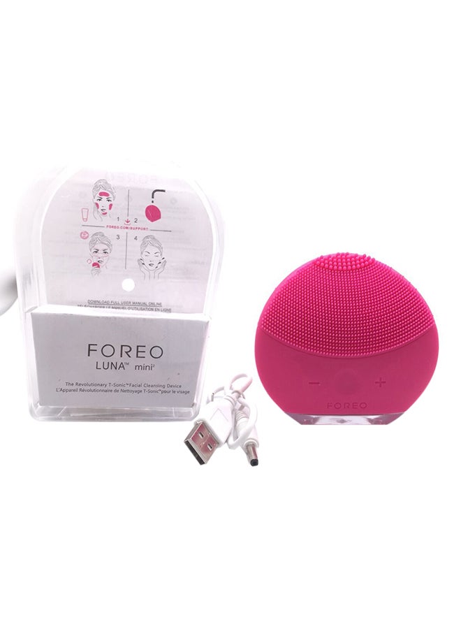 Luna Rechargeable Silicone Brush Facial Skin Massager Rose Red  - Image 3