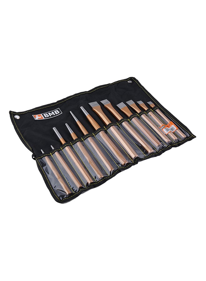 BMB tools 12PC Wood Carving Chisel Set with Pocket Bag Gold/Silver  - Image 2