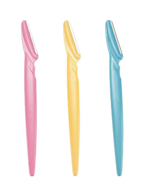 3-Piece Eyebrow Razors Pink/Yellow/Blue