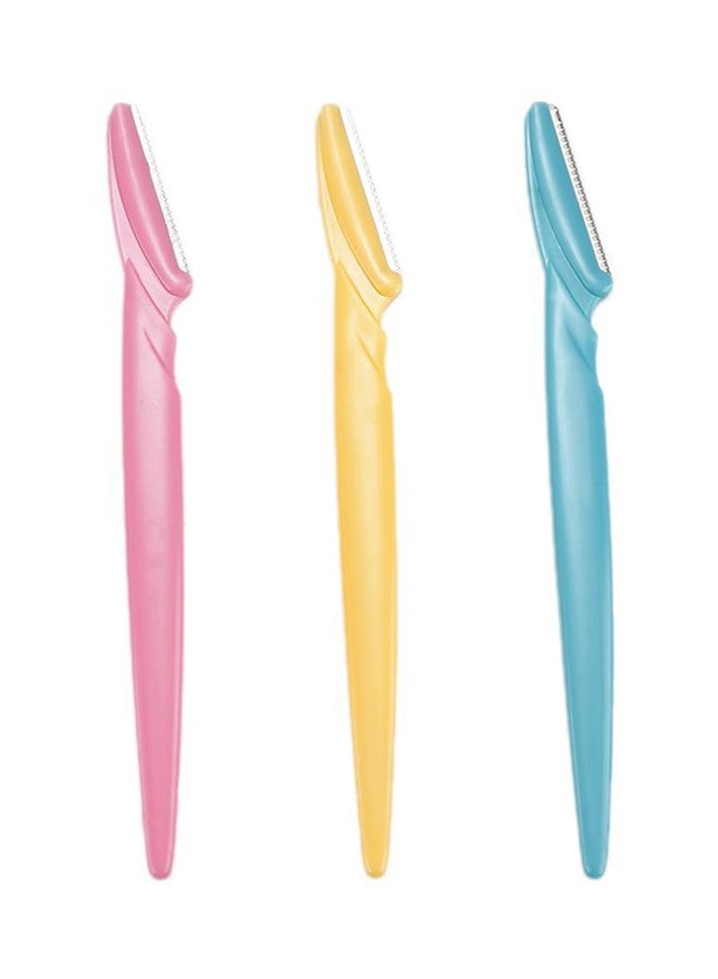 طقم آلة تشذيب شعر الوجه والحواجب من 3 قطع وردي/أصفر/ أزرق