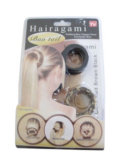 Hairagami 2-Piece Bun And Pony Tail Creator Set Black/Brown 