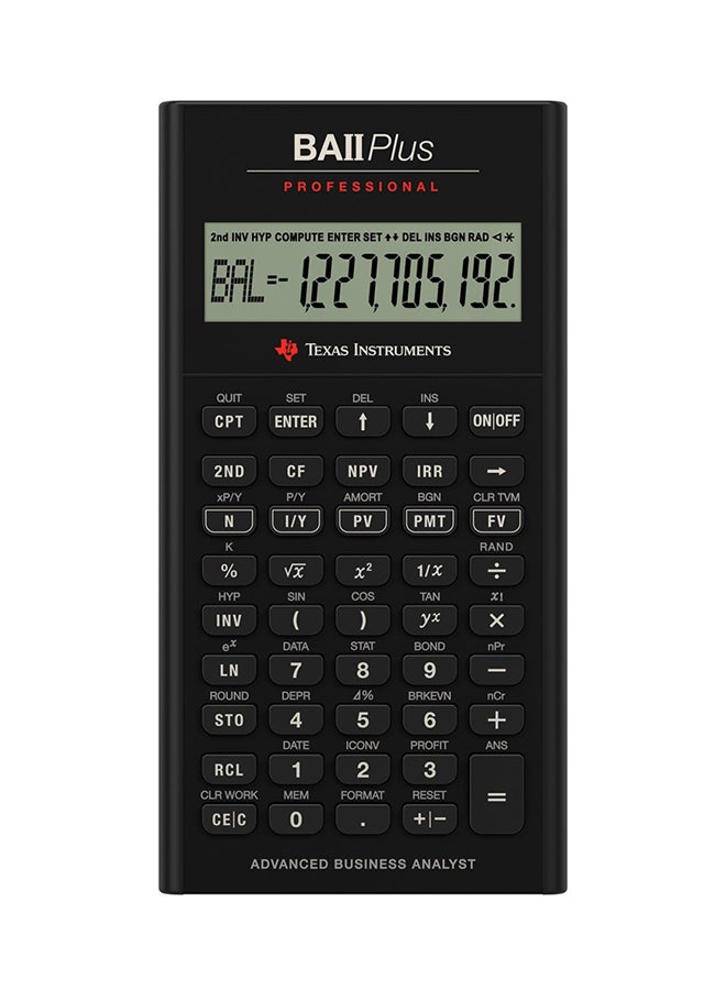 TEXAS INSTRUMENTS BA II PLUS Professional Financial Calculator Black - Image 1