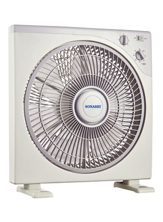 12Inch Box Fan with 3 Speeds | Lightweight and Portable Fan with 1 Hour Timer | Powerful Desk Fan With Copper Motor | Protective Grill for Safety SBF-7032 White/Grey - v1530609851/N15502057A_1