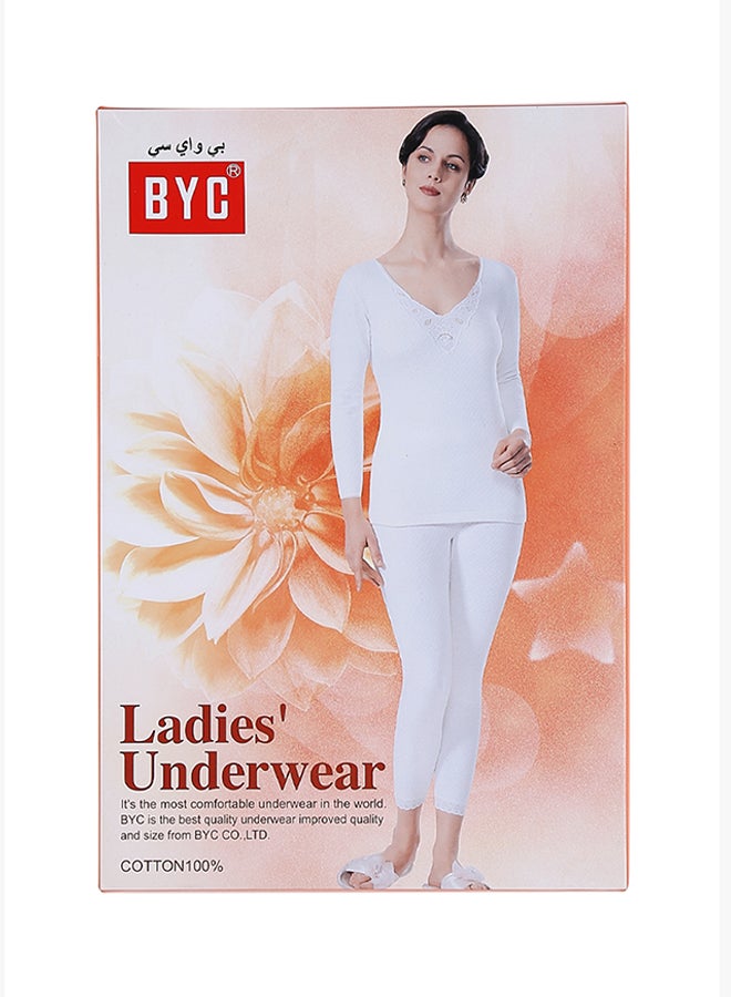 بي واي سي مجموعة ملابس حرارية للجسم بالكامل مكونة من قطعتين أبيض - Image 5