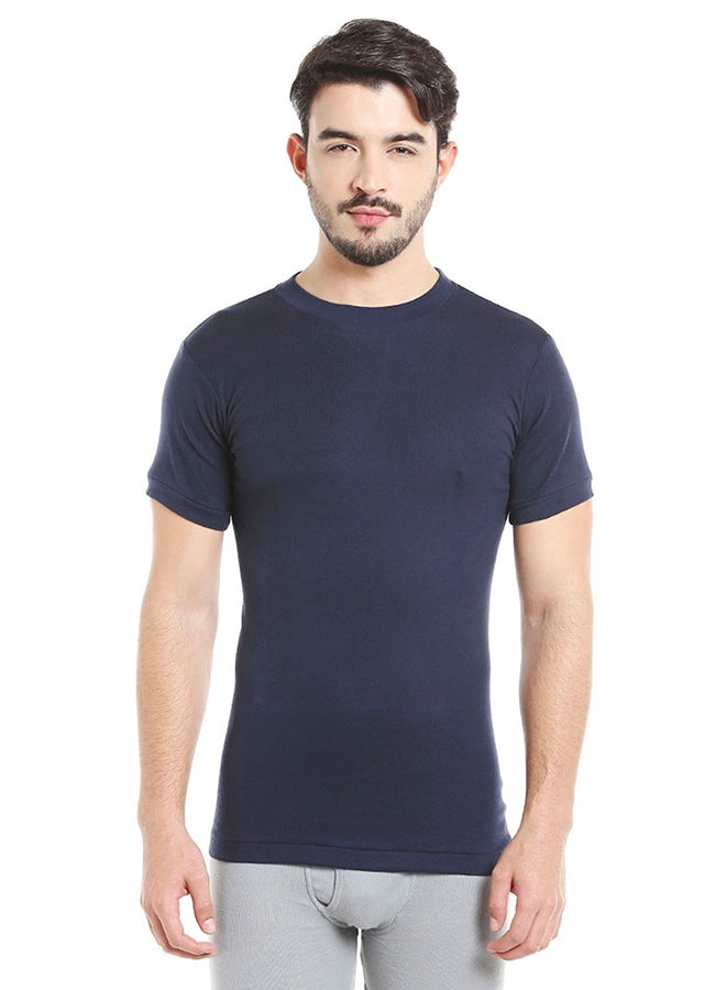 Short Sleeves Undershirt Navy Blue