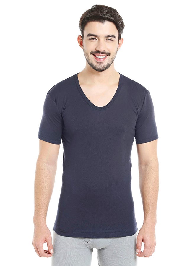 BYC - Short Sleeves Undershirt Navy Blue - Image 1