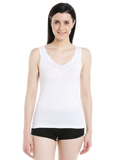 Cotton V Neck Vest White