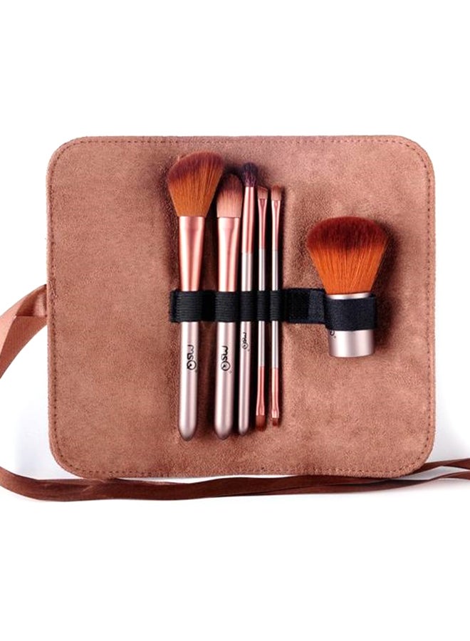MSQ 6 Piece Makeup Brush Set Silver/Rose Gold - Image 2