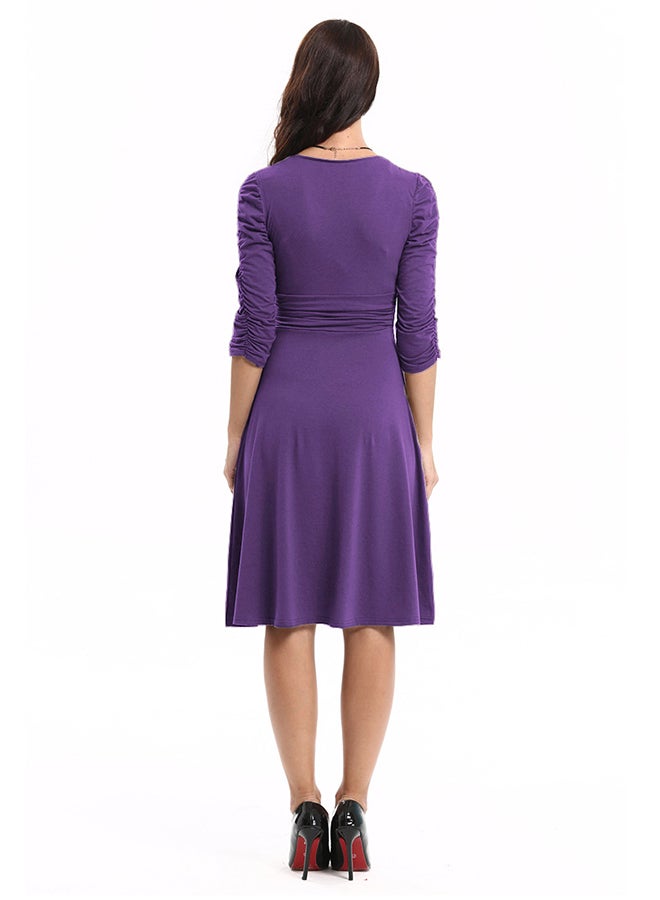 Bodycon Flared Mini Dress Purple - Image 2