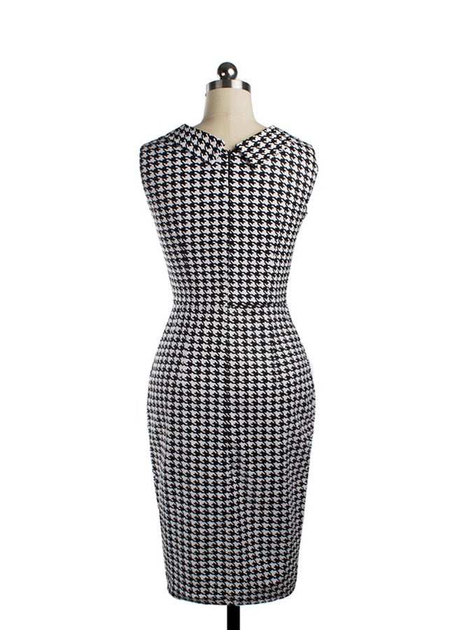 Bodycon Pencil Midi Dress Black/White/Red  - Image 2