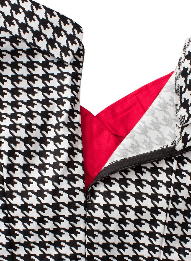 Bodycon Pencil Midi Dress Black/White/Red  - Image 5