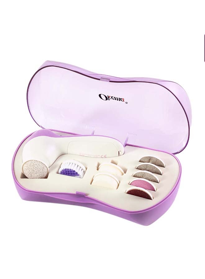 أوكيما مجموعة أدوات العناية بالقدم الكهربائية 9 في 1 طراز OK-458 أبيض/أرجواني - Image 1