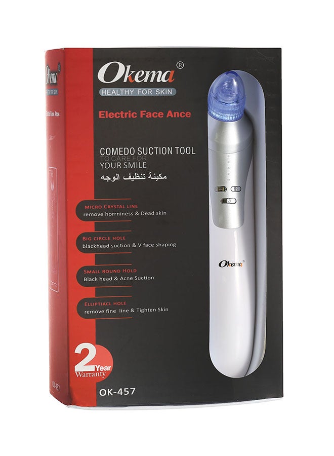 Okema - Electric Face Acne Suction Tool Kit OK-457 White/Grey - Image 1