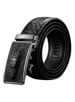 Crocodile Pattern Automatic Buckle Belt Black