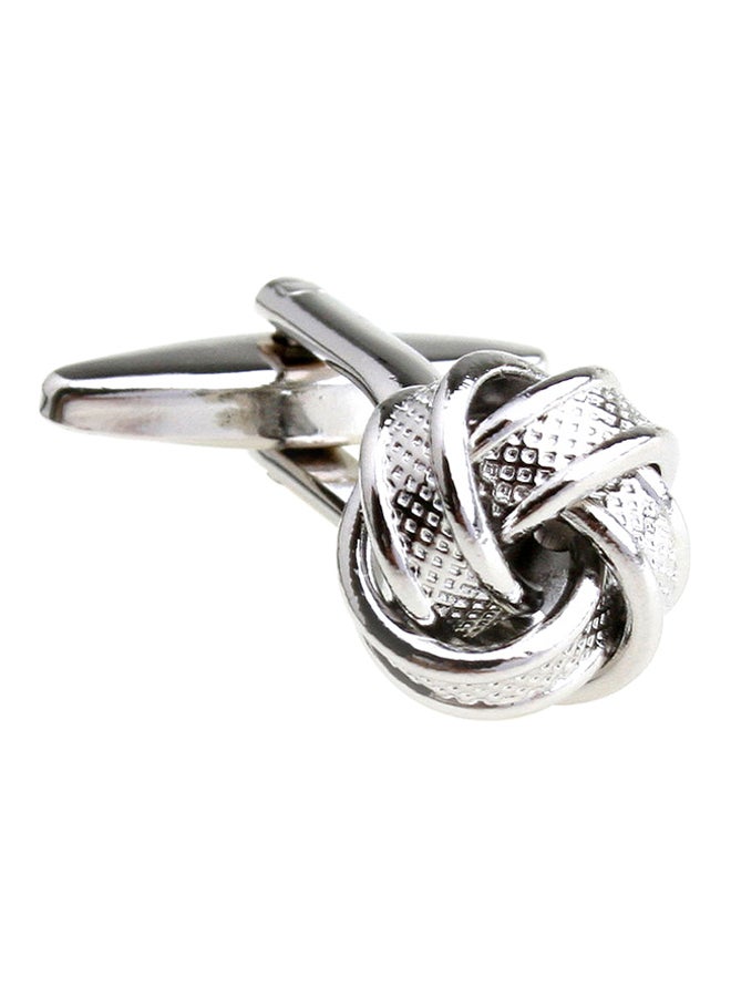 Generic - White Gold Knot Silver Plated Spiral Twist Cufflinks - Image 1