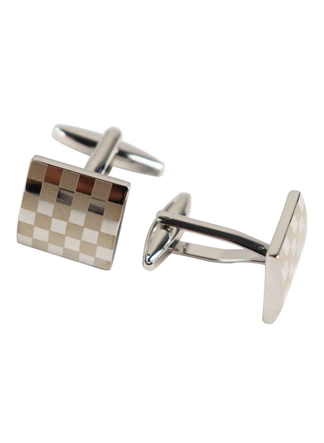 Generic - White Gold Classic Geometric Patterns Cufflinks Cufflinks - Image 1