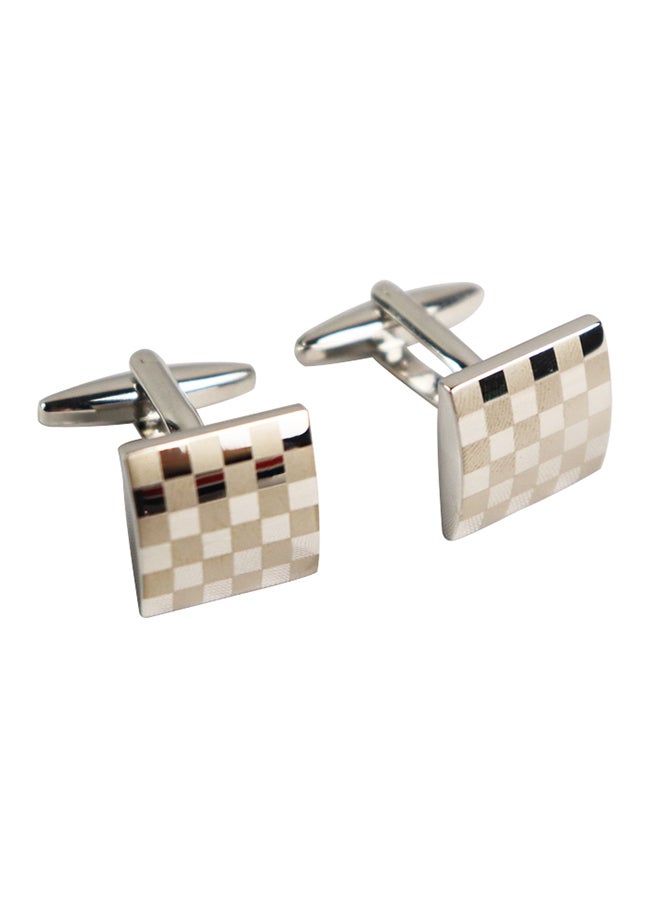 Generic - White Gold Classic Geometric Patterns Cufflinks Cufflinks - Image 1