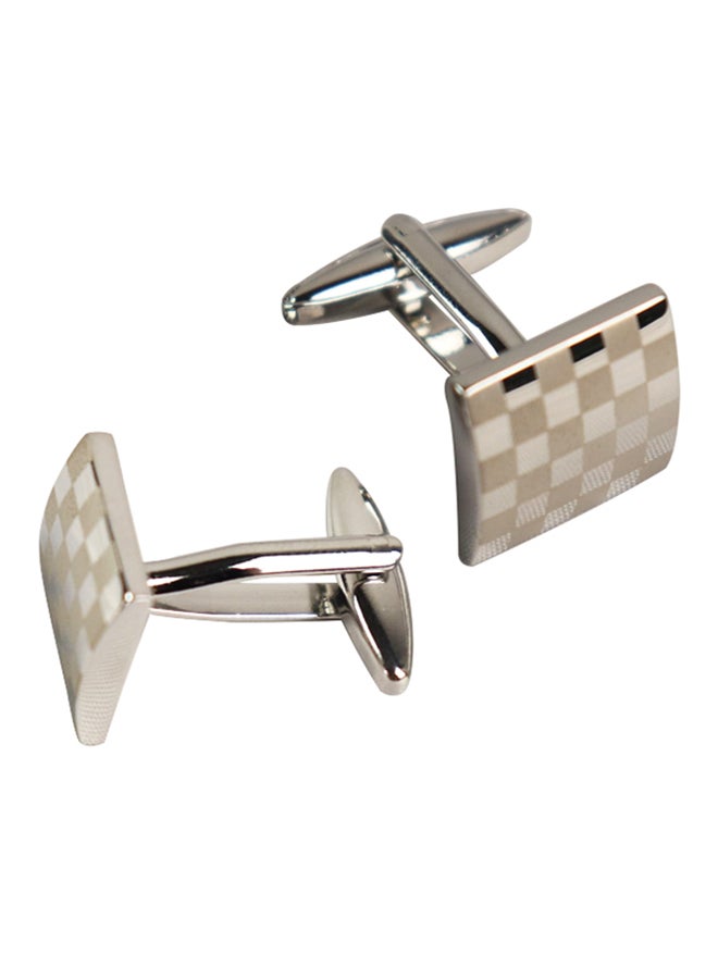 Generic - White Gold Classic Geometric Patterns Cufflinks Cufflinks - Image 1
