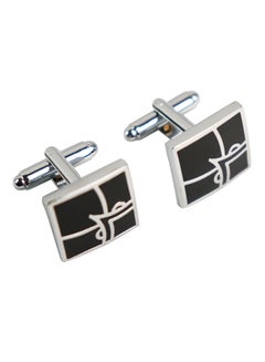 White Gold Metal Copper Enamel Cufflinks