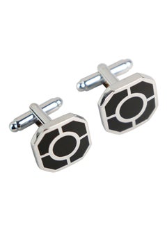 White Gold Metal Copper Enamel Cufflinks