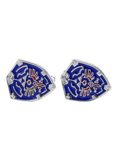 White Gold Legend of Zelda Triforce Shield Cufflinks