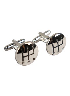 White Gold Automotive Transmission Gear Shape Cufflinks