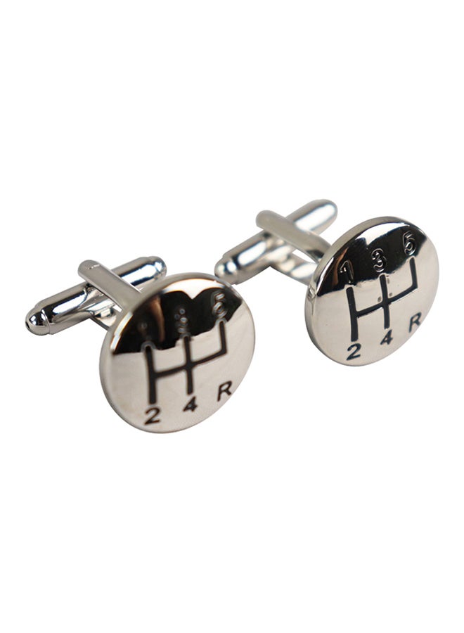 Generic - White Gold Automotive Transmission Gear Shape Cufflinks - Image 1