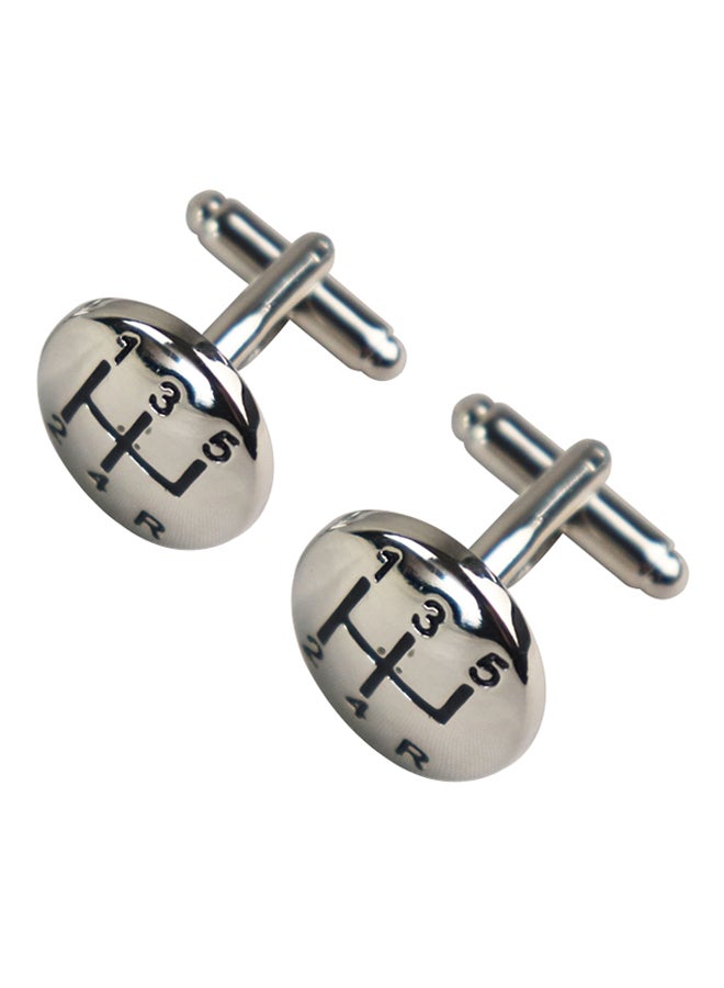 Generic - White Gold Automotive Transmission Gear Shape Cufflinks - Image 1