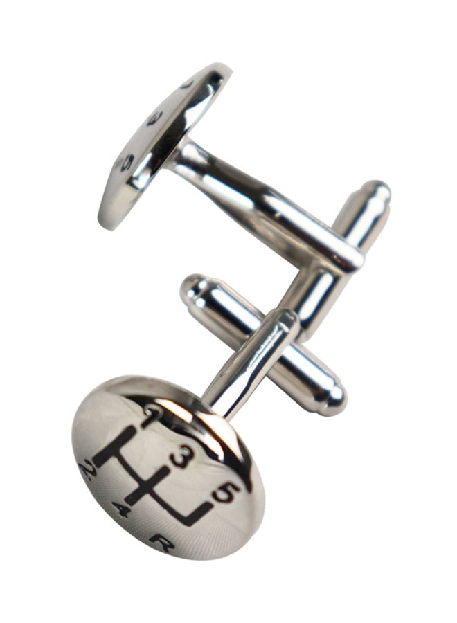 Generic - White Gold Automotive Transmission Gear Shape Cufflinks - Image 1
