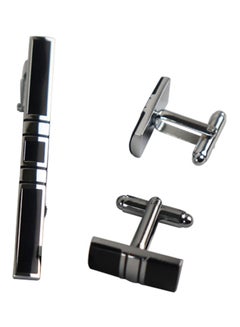 White Gold Shirt French Cufflink And Tie Clip Set