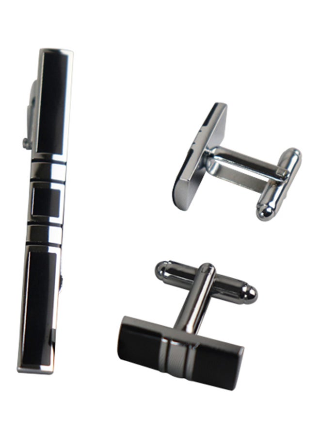 Generic - White Gold Shirt French Cufflink And Tie Clip Set - Image 1