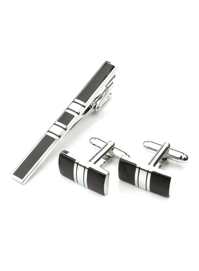 Generic - White Gold Shirt French Cufflink And Tie Clip Set - Image 1