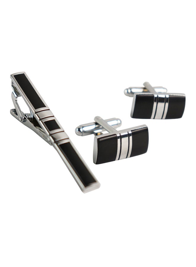 Generic - White Gold Shirt French Cufflink And Tie Clip Set - Image 1