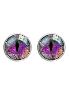 White Gold Silver Plated Cat Eye Stone Shirt Cufflinks