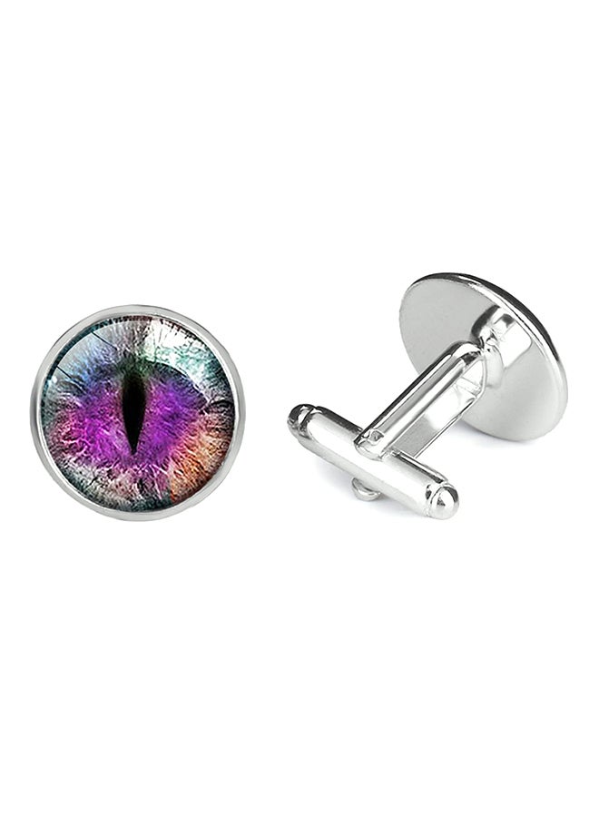 Generic - White Gold Silver Plated Cat Eye Stone Shirt Cufflinks - Image 1