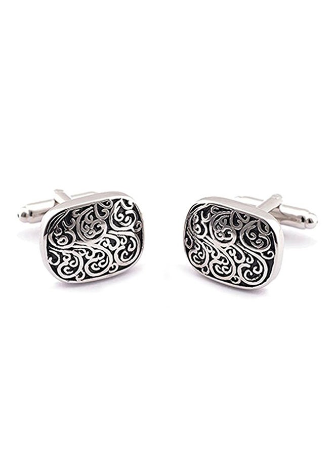 Generic - White Gold Retro Oval Pattern Shirt Cufflinks - Image 1