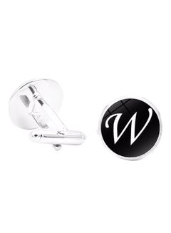 White Gold Initial Alphabet Letter Cufflinks