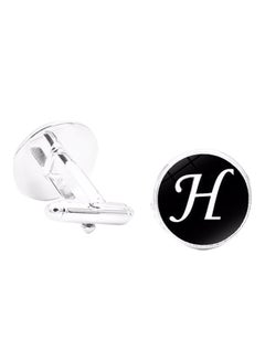 White Gold Initial Alphabet Letter Cufflinks