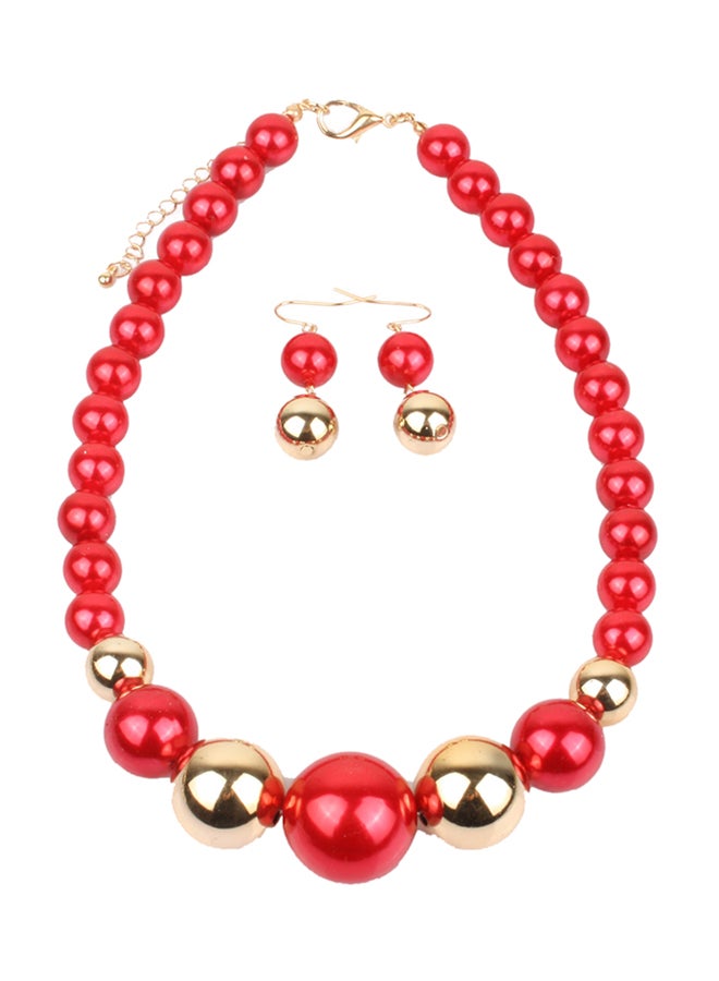 Pearl Necklace And Earring Set 