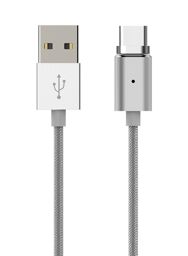 دودوكول كابل شحن ومزامنة بيانات USB-C مغناطيسي قابل للفصل مع مؤشر LED فضي  - Image 1